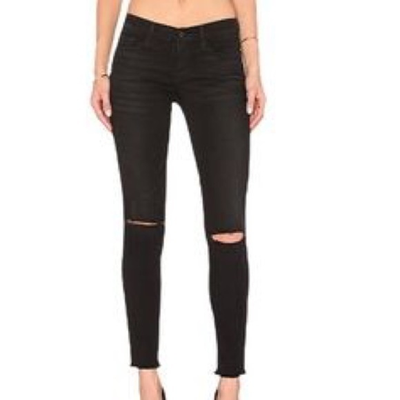 Frame Le Skinny De Jeanne Jeans Womens Size 26 Black Raw Hems - Picture 1 of 10